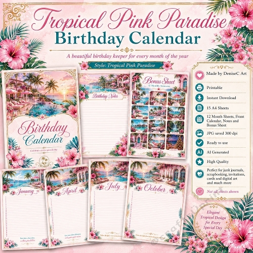 Tropical Paradise Birthday Calendar