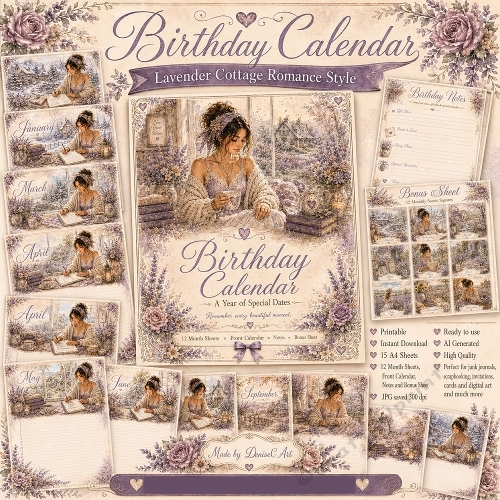 Lavender Cottage Birthday Calendar
