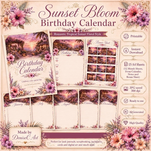 Sunset Bloom Birthday Calendar