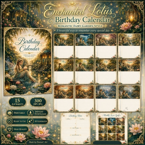 Enchanted Lotus Birthday Calendar