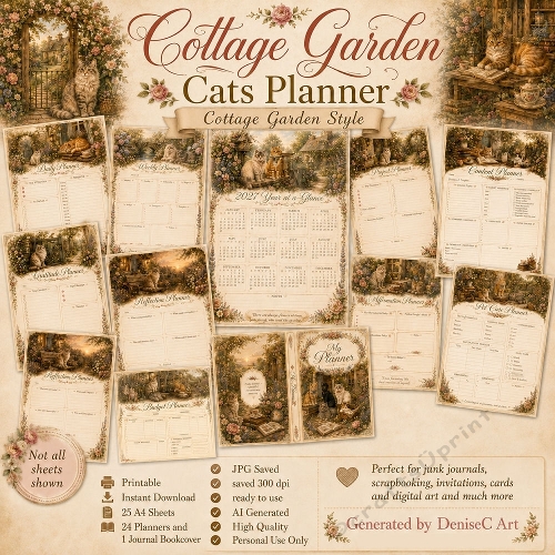 Cottage Garden Cats Planner