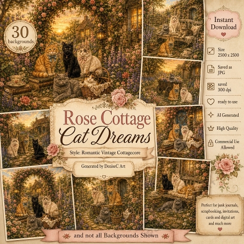 Rose Cottage Cat Dreams Backgrounds
