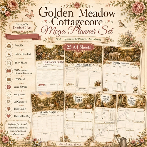 Golden Meadow Cottagecore Planner
