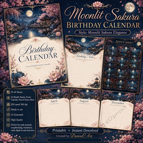Moonlit Sakura Birthday Calendar