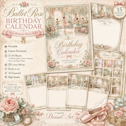 Ballet Rose Birthday Calendar