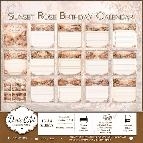 Sunset Rose Birthday Calendar