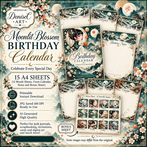 Moonlit Blossom Birthday Calendar