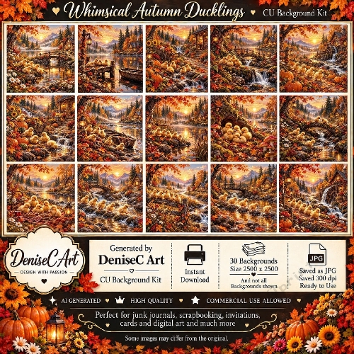 Whimiscal Autumn Duckling Backgrounds