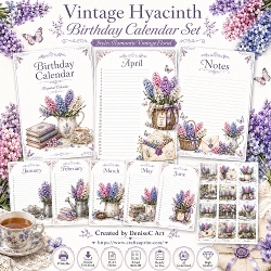 Vintage Hyacinth Birthday Calendar