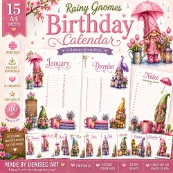 Rainy Gnomes Birthday Calender