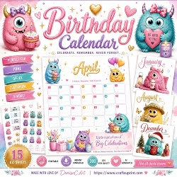 Candy Monsters Birthday Calendar