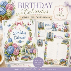 Hydrangea Birthday Calendar