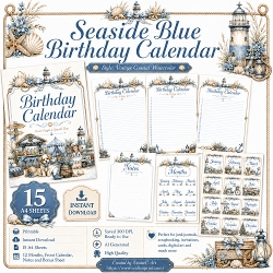 Seaside Blue Birthday Calendar