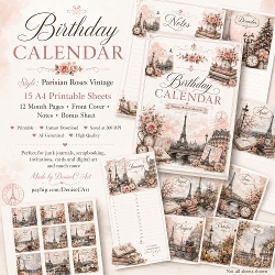 Parisian Roses Birthday Calendar