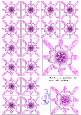Pink Flower Tea Bag Tiles