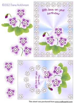 Pearl Pansies Card Front