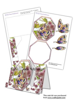 Octagonal Blossom with Butterfly