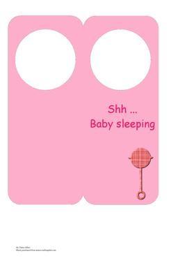 Baby Sleeping Door Hanger Pink