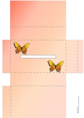 Peach Pocket Tissue Box with Butterflies