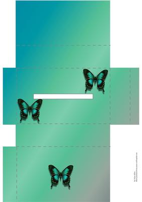 Turquoise Pocket Tissue Box with Butterflies