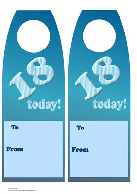 18 Today Bottle Gift Tag Blue