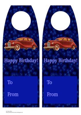 Male Happy Birthday Bottle Gift Tag