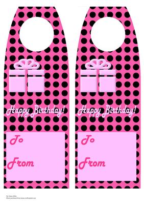 Happy Birthday Bottle Gift Tag Pink Female