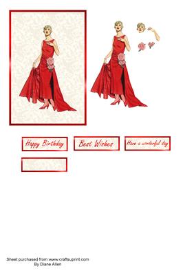Lady in Red Topper with Decoupage
