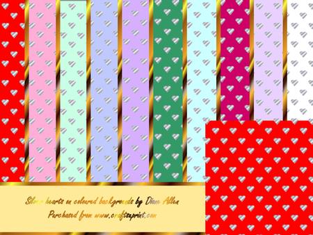 Silver Hearts on Coloured Backgrounds