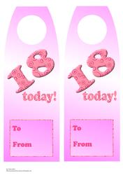 18 Today Bottle Gift Tag Pink