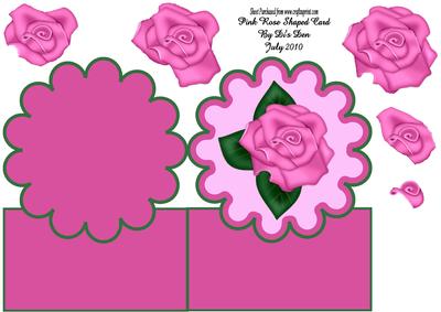 Pink Rose Shaped Card