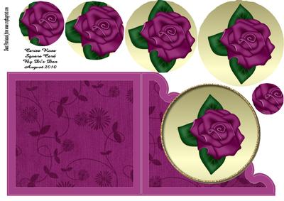 Cerise Rose Square Card