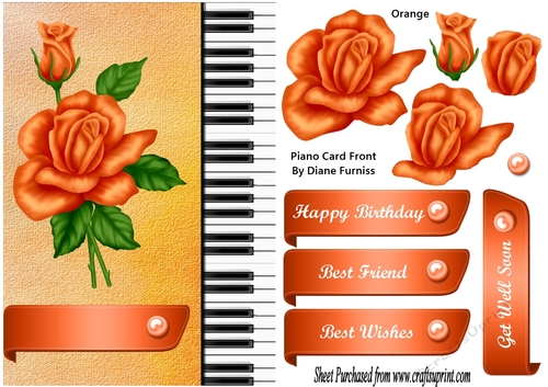Piano Card Front Orange
