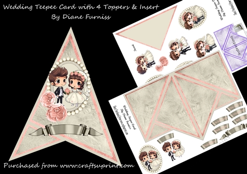 Wedding Card with 4 Toppers