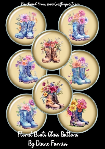 Floral Boots Glass Buttons