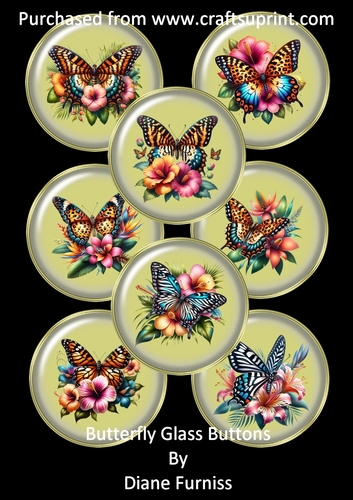Butterfly Glass Buttons