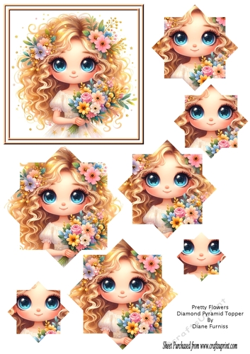 Pretty Flowers Diamond Pyramid Topper