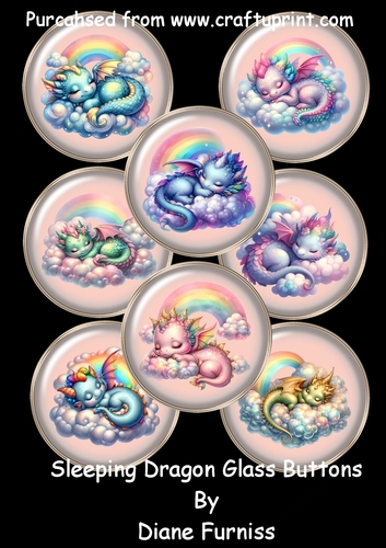 Sleeping Dragon Glass Buttons