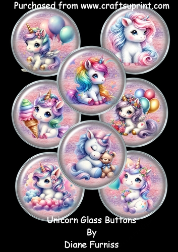 Unicorn Glass Buttons