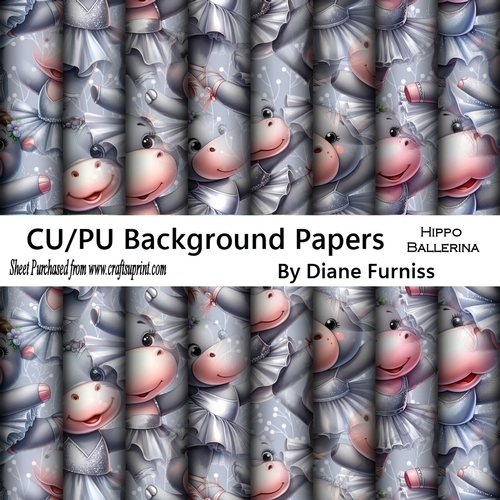 Hippo Ballerina Backing Papers