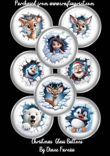 Christmas Glass Buttons