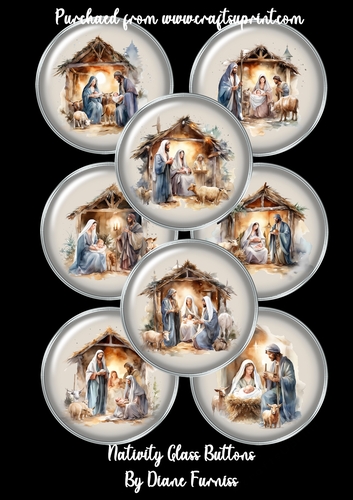 Nativity Glass Buttons