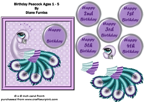 Birthday Peacock Age 1 - 5