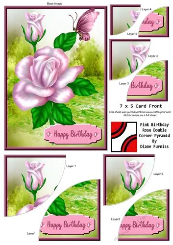Pink Birthday Rose Double Corner Pyramid