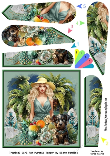 Tropical Girl Fan Pyramid Topper