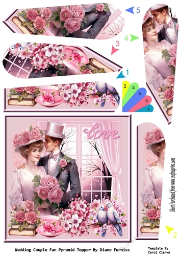 Wedding Couple Fan Pyramid Topper