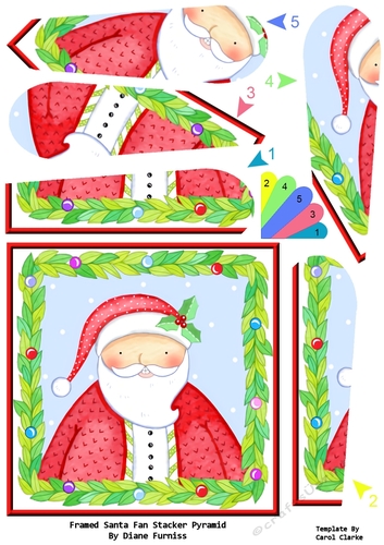 Framed Santa Fan Stacker Pyramid