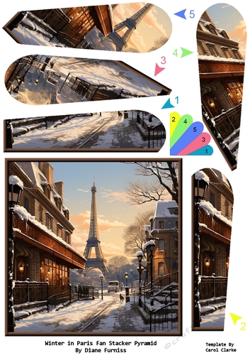 Winter in Paris Fan Stacker Pyramid