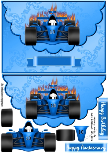 Race Car Envelope Card Front