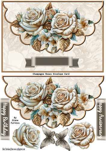 Champagne Rose Envelope Card